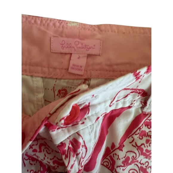 LILLY PULITZER Holy Grail Spin the Bottle Chino Cotton Shorts Size 2 - Picture 8 of 9